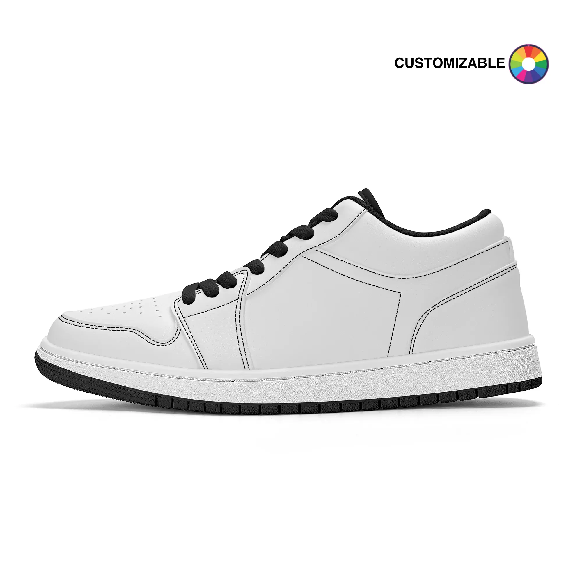 Customizable Vegan Leather Skateboard Sneakers (Black) | Design your own | Shoe Zero