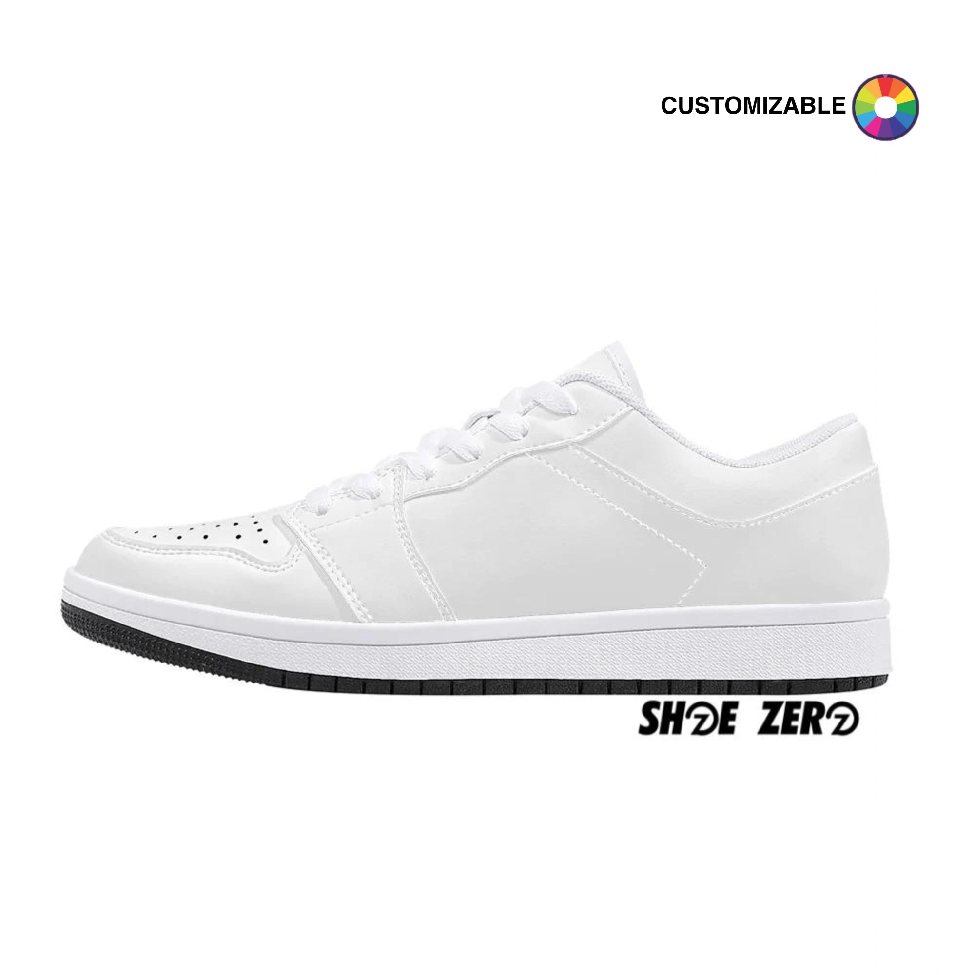 Customizable Low-Top Vegan Leather - White | Design your own | Shoe Zero