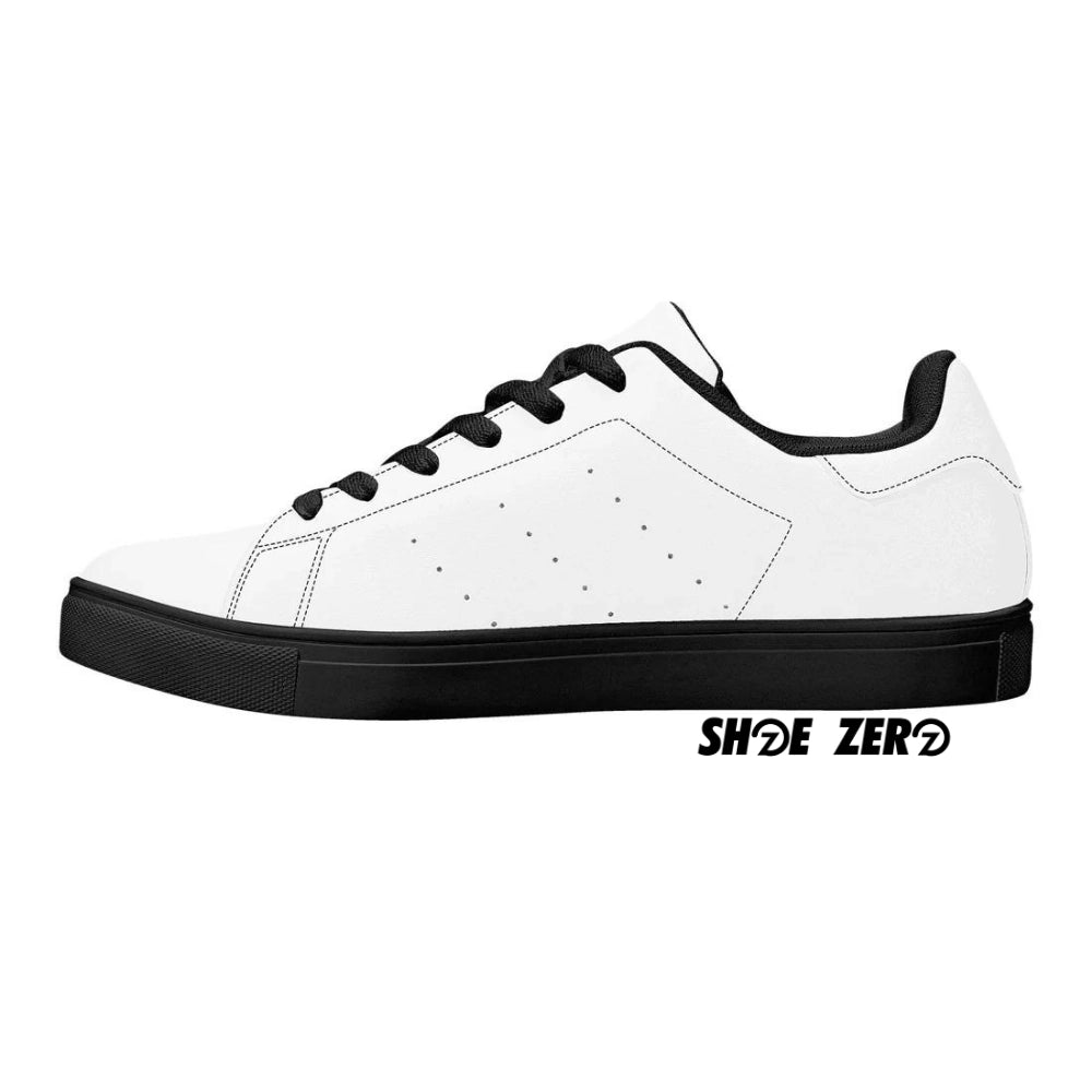 Customizable Breathable Vegan Leather Sneakers (Black) Low Top