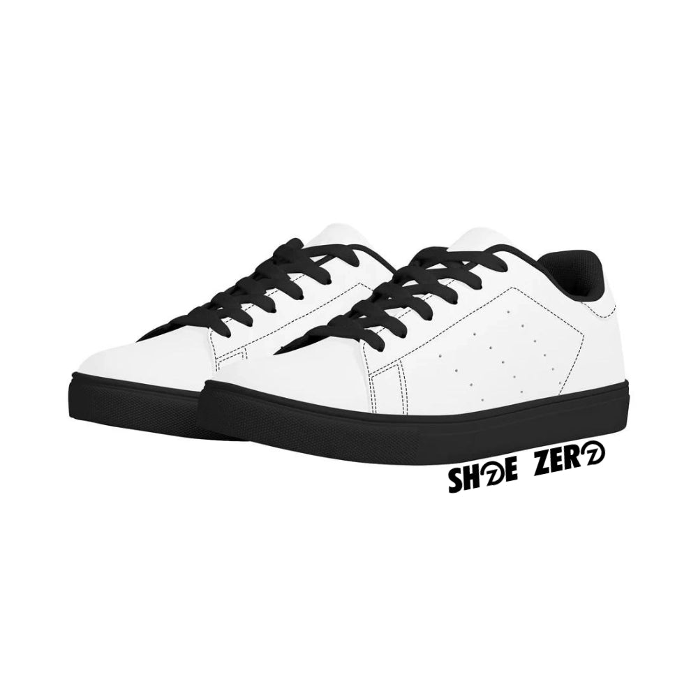 Customizable Breathable Vegan Leather Sneakers (Black) | Design your own Low Top | Shoe Zero