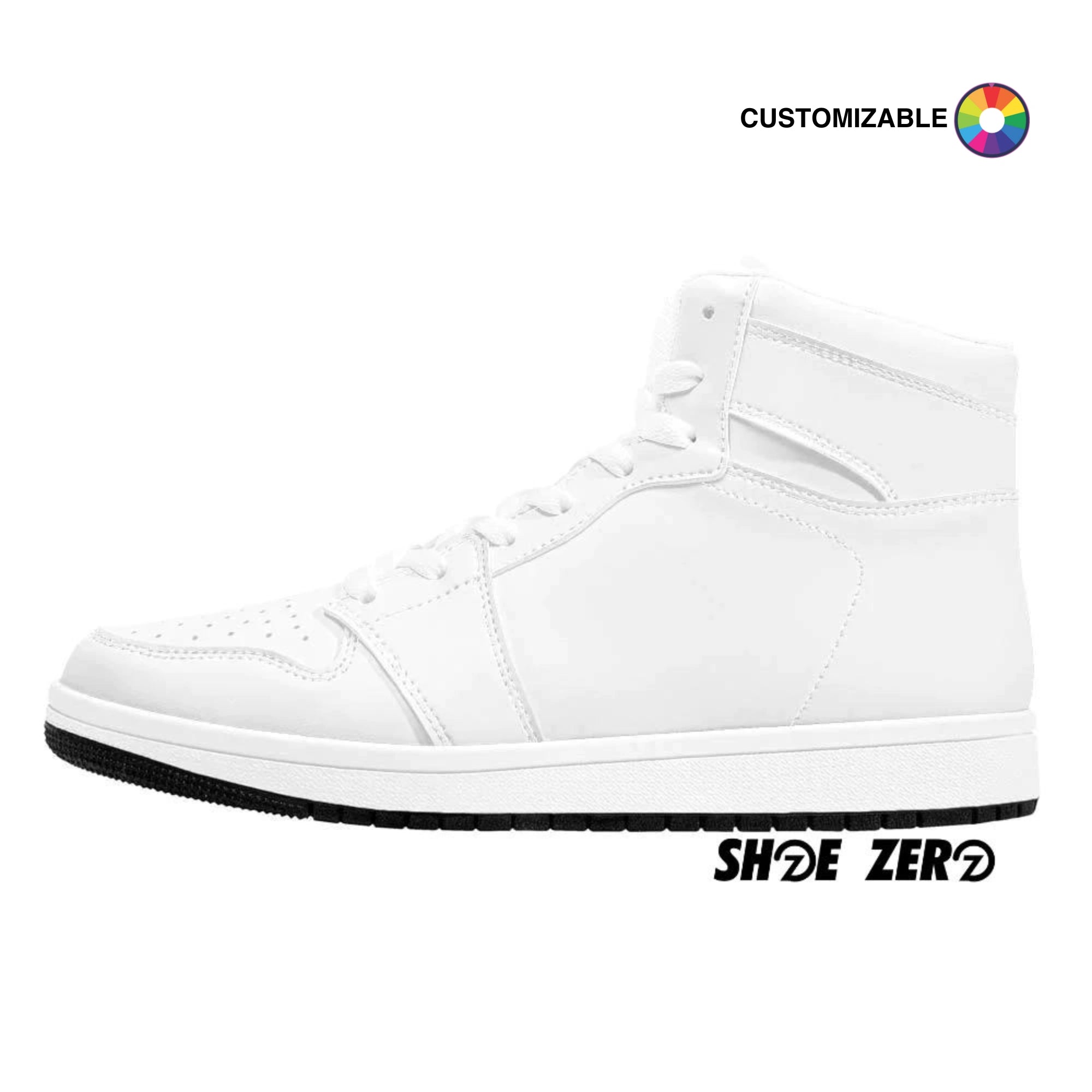 Customizable Premium High Top Vegan Leather Sneakers (White) | Design your own | Shoe Zero
