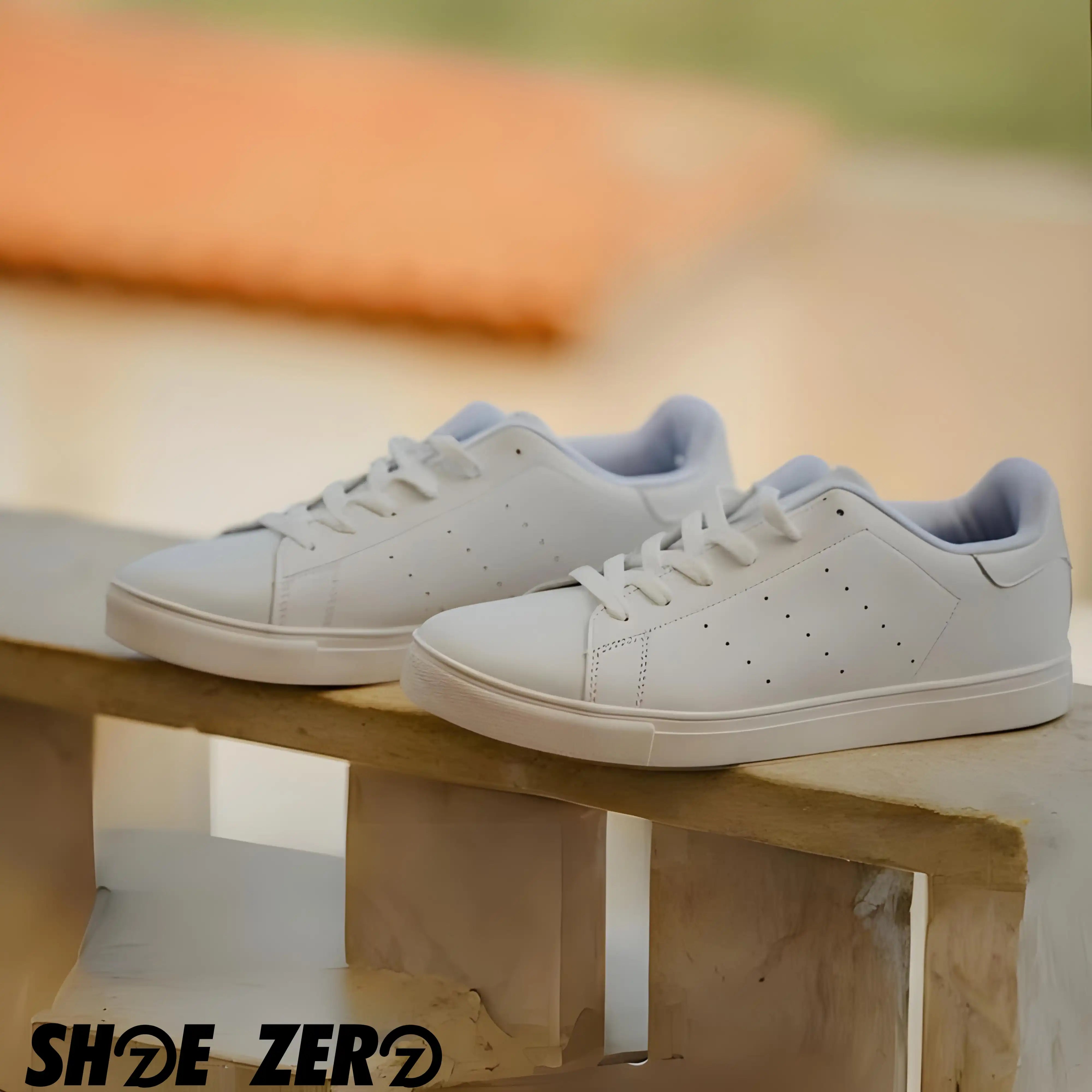 Customizable Breathable Vegan Leather Low Top Sneakers White