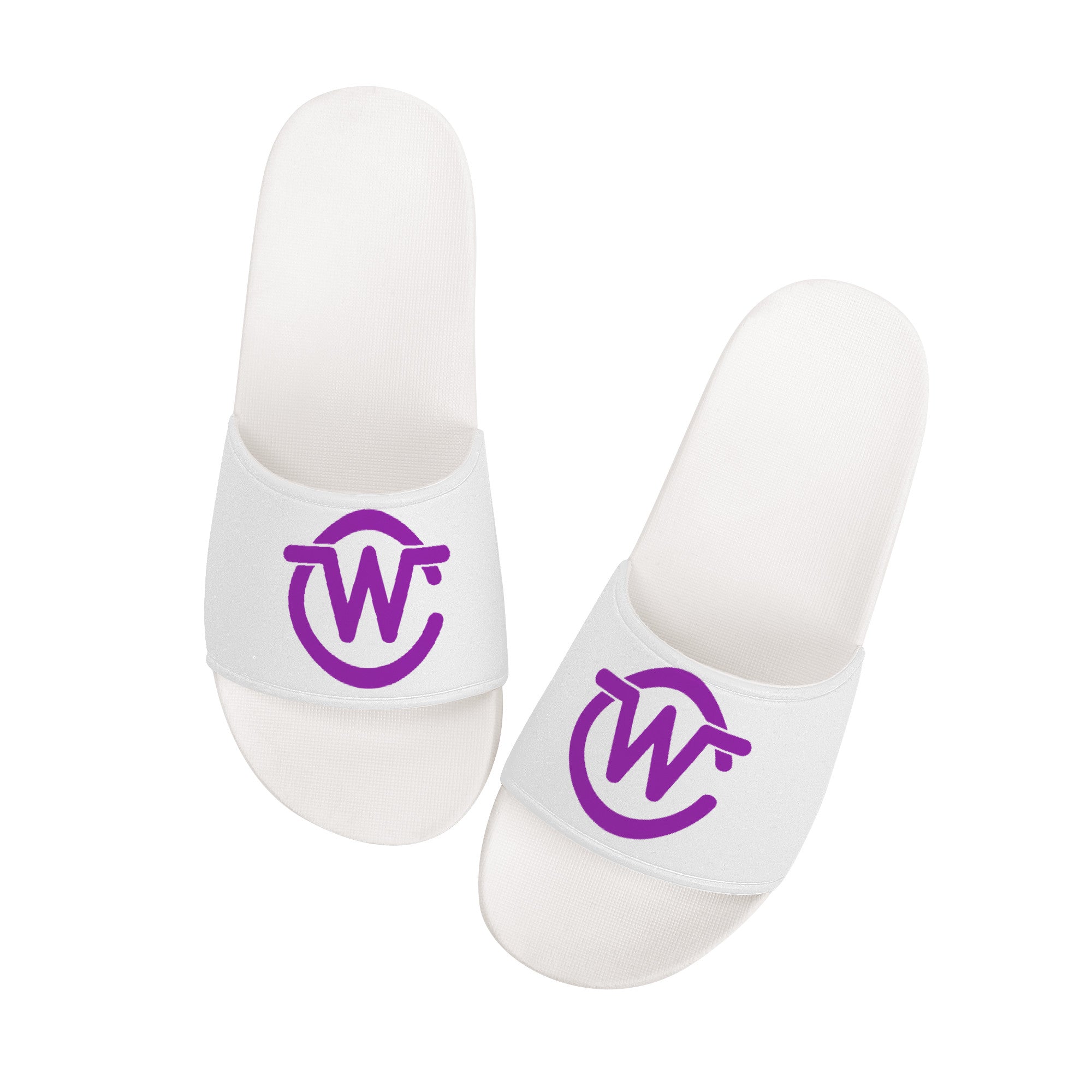 Woodcliff Lake Custom Slide Sandals - White and Purple - Shoe Zero