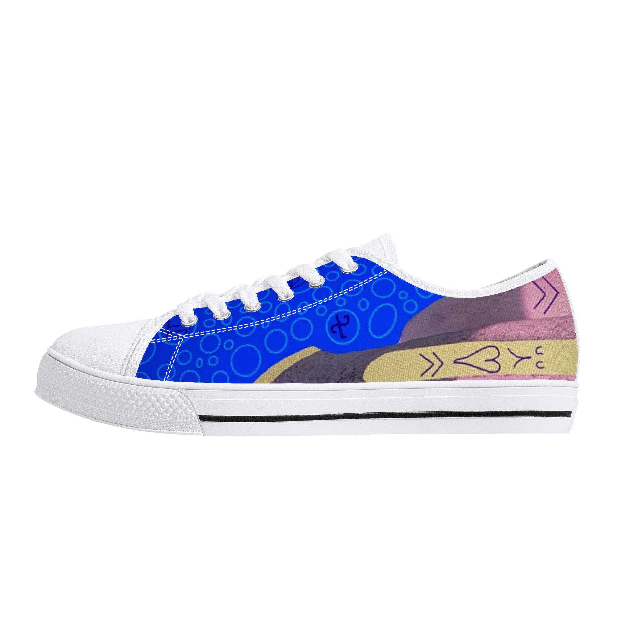Putup whale blessings | Customized Low-Top Canvas Shoes - White - Shoe Zero