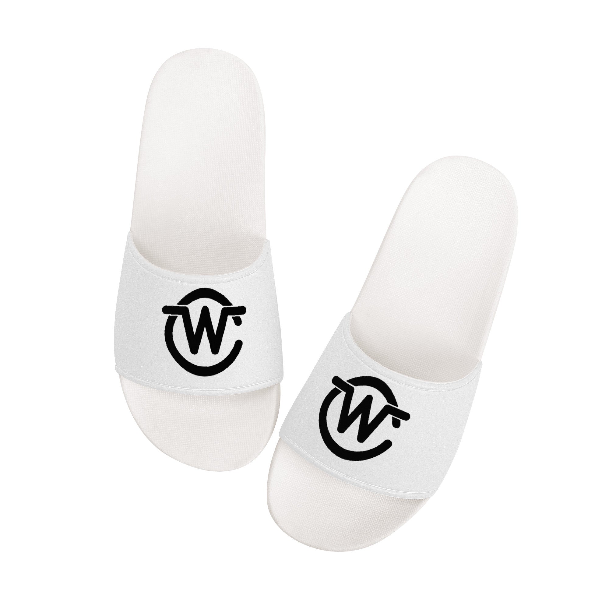 Woodcliff Lake Custom Slide Sandals - White and Black - Shoe Zero