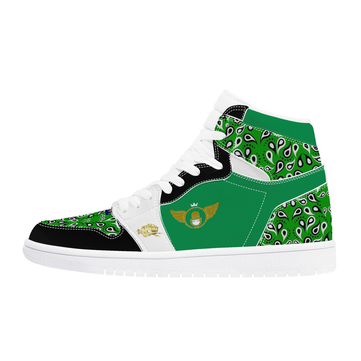 Paisley Gold - Custom High Top Green Sneaker - Shoe Zero