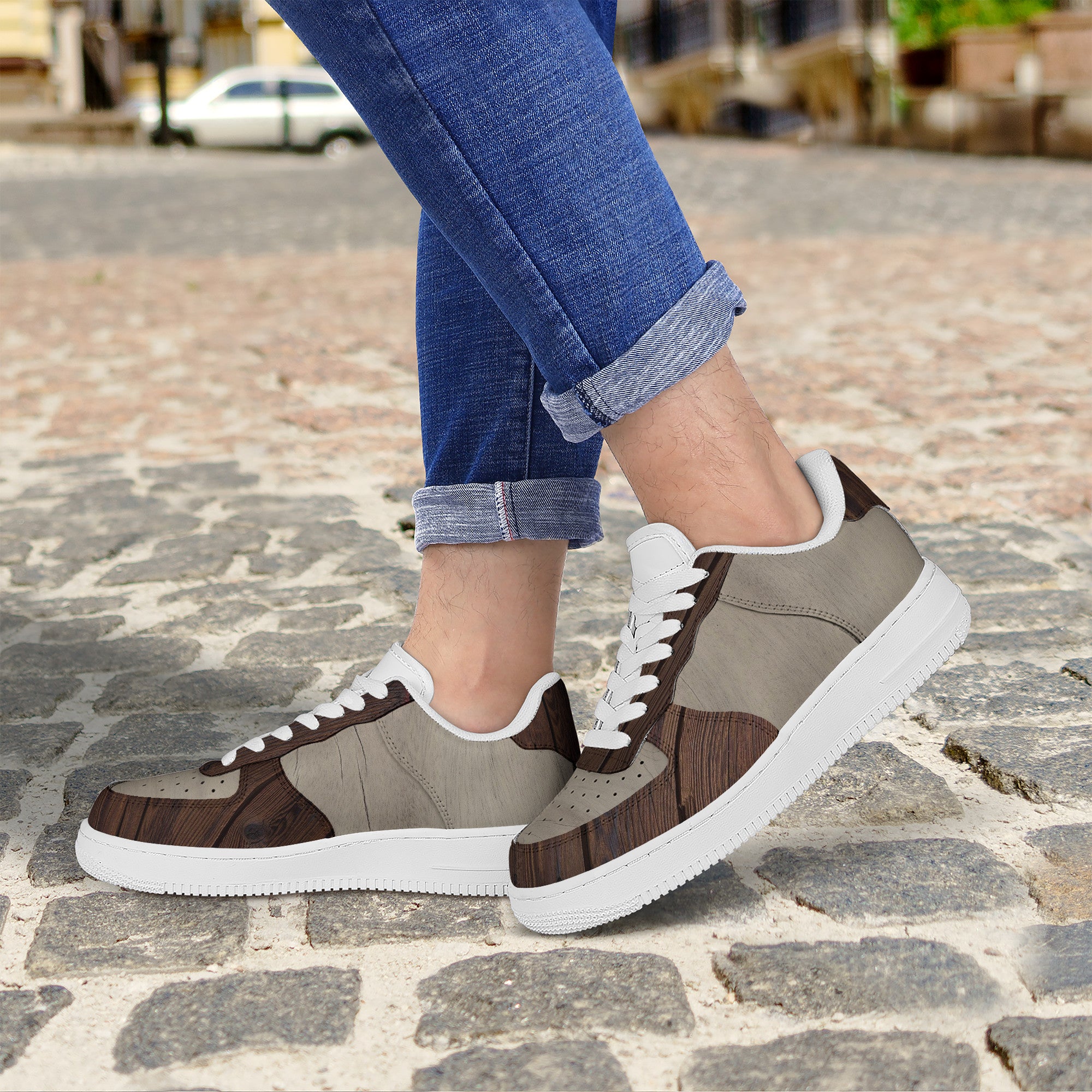 Wood Texture Low Top Sneakers | Custom Branded Shoes | Shoe Zero