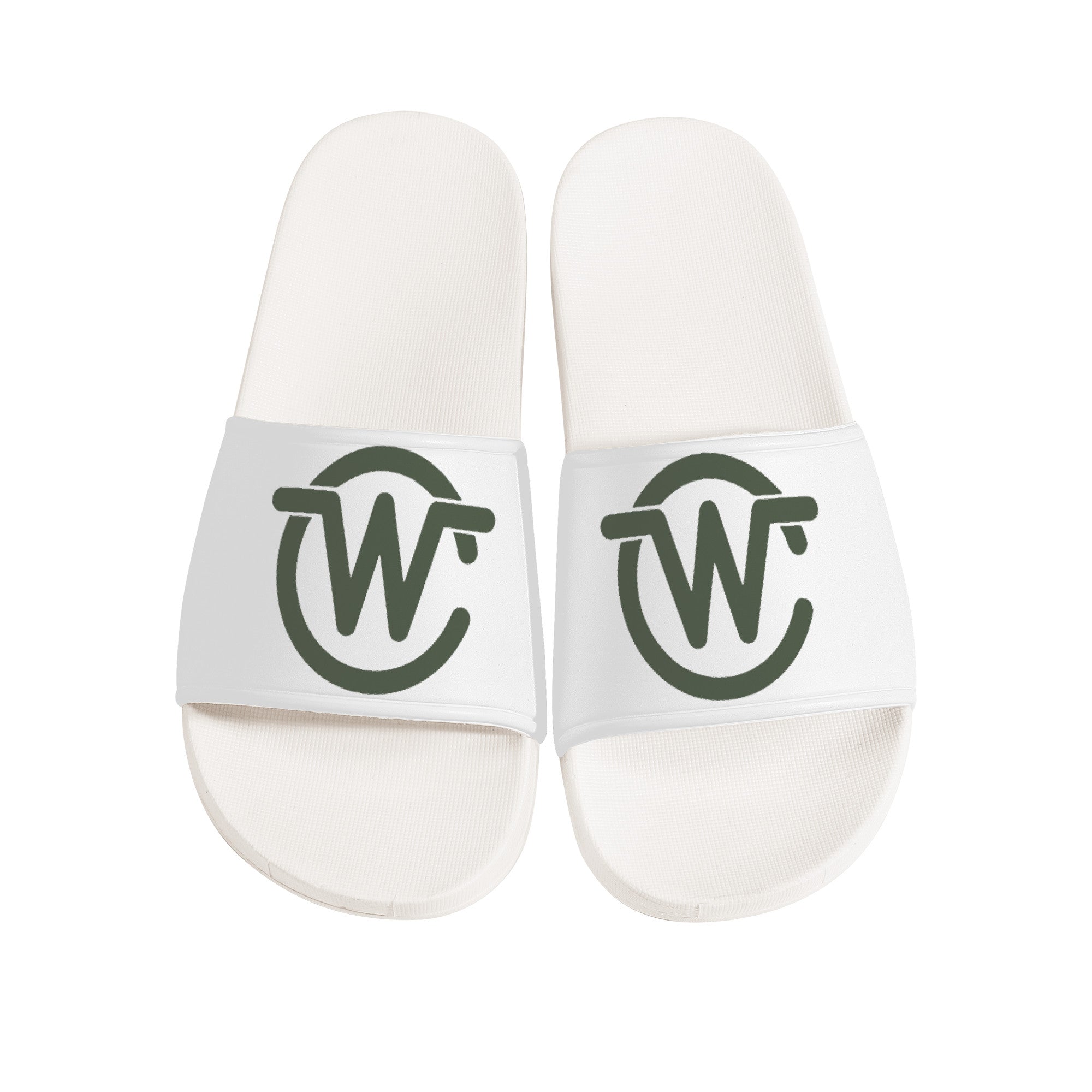 Woodcliff Lake Custom Slide Sandals - White and Green - Shoe Zero