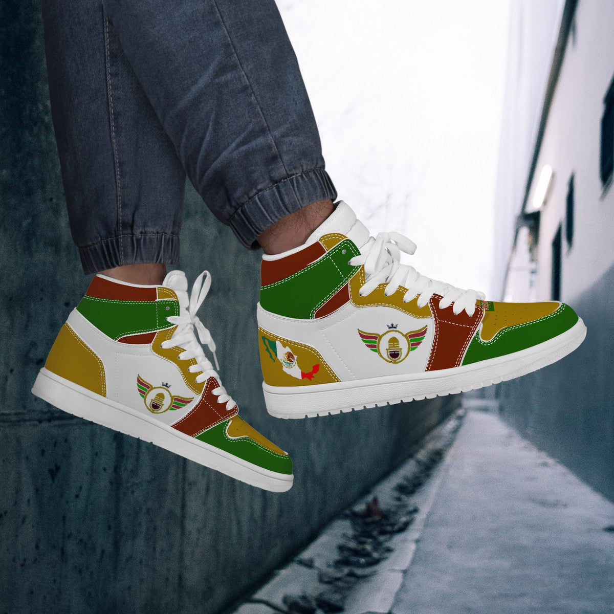 Gold Series - Green, Red and Gold | High Top Customized | Shoe Zero