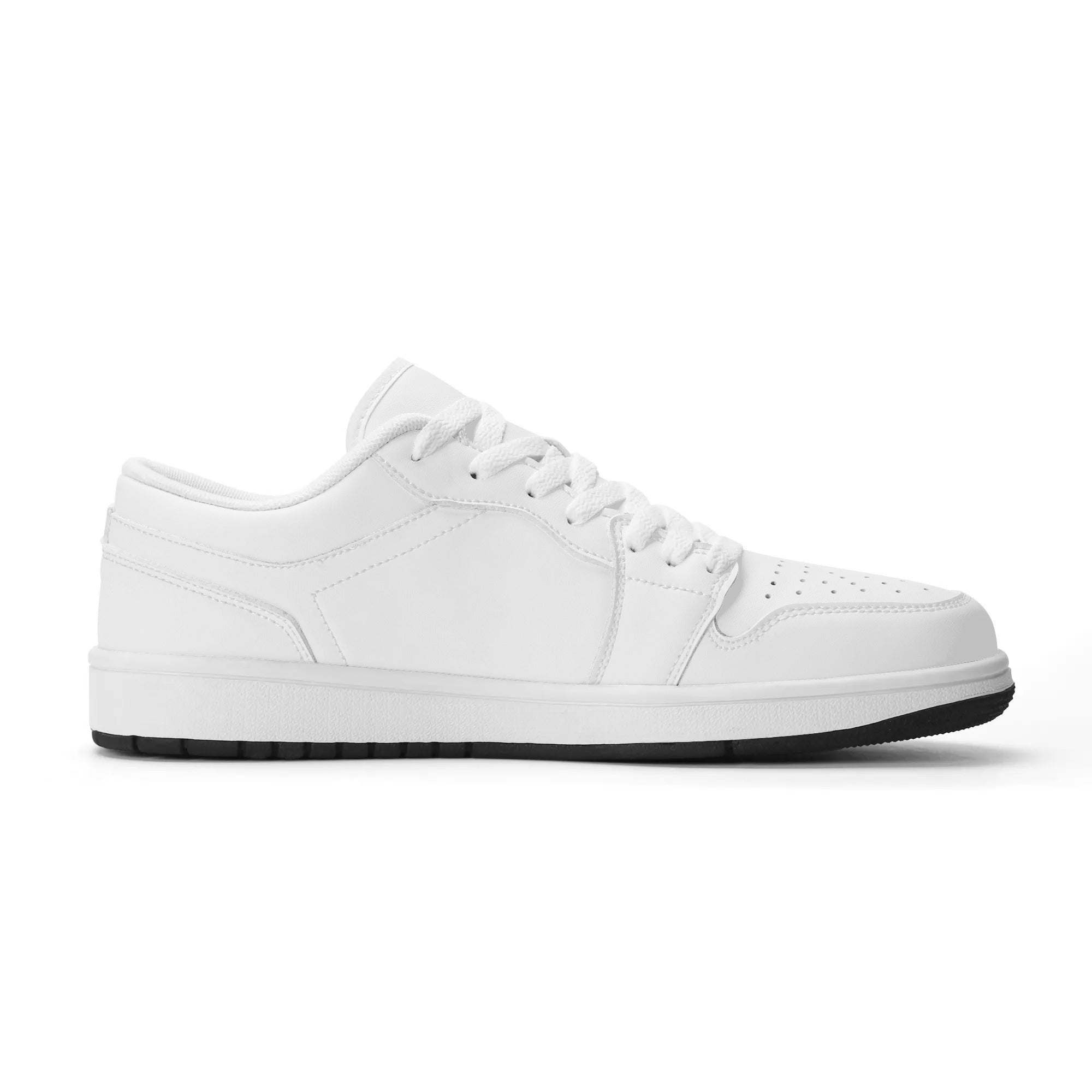 2.0 Customizable Vegan Leather Skateboard Low Top Sneakers (White)