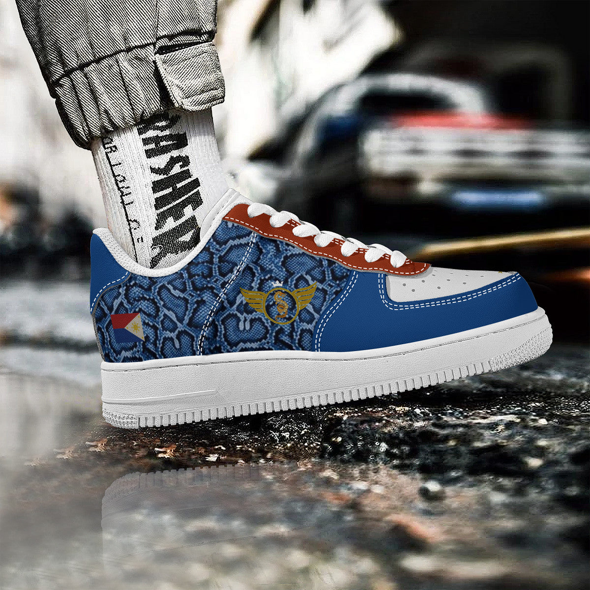 Majestic Blue and Re | Low Top Customized | Shoe Zero