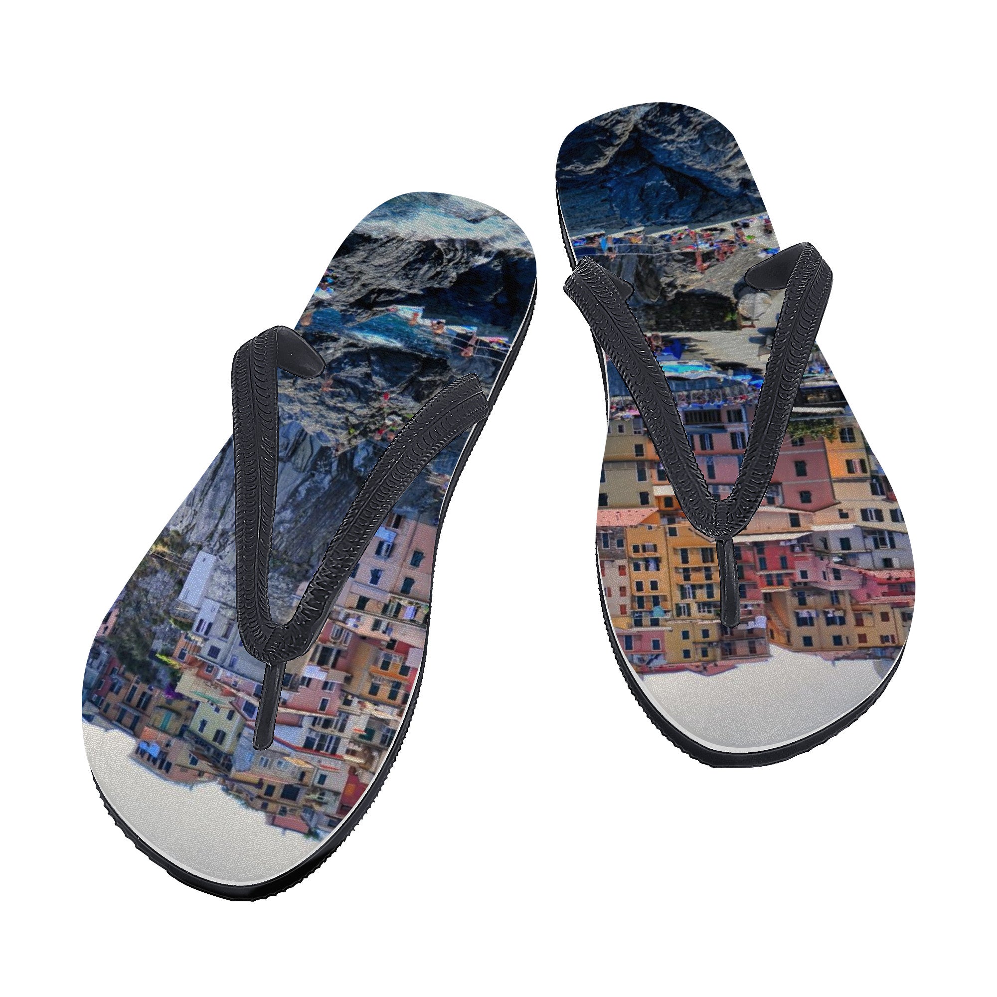 Italy Seaside Town Flip Flops | Sandals Customized | Shoe Zero
