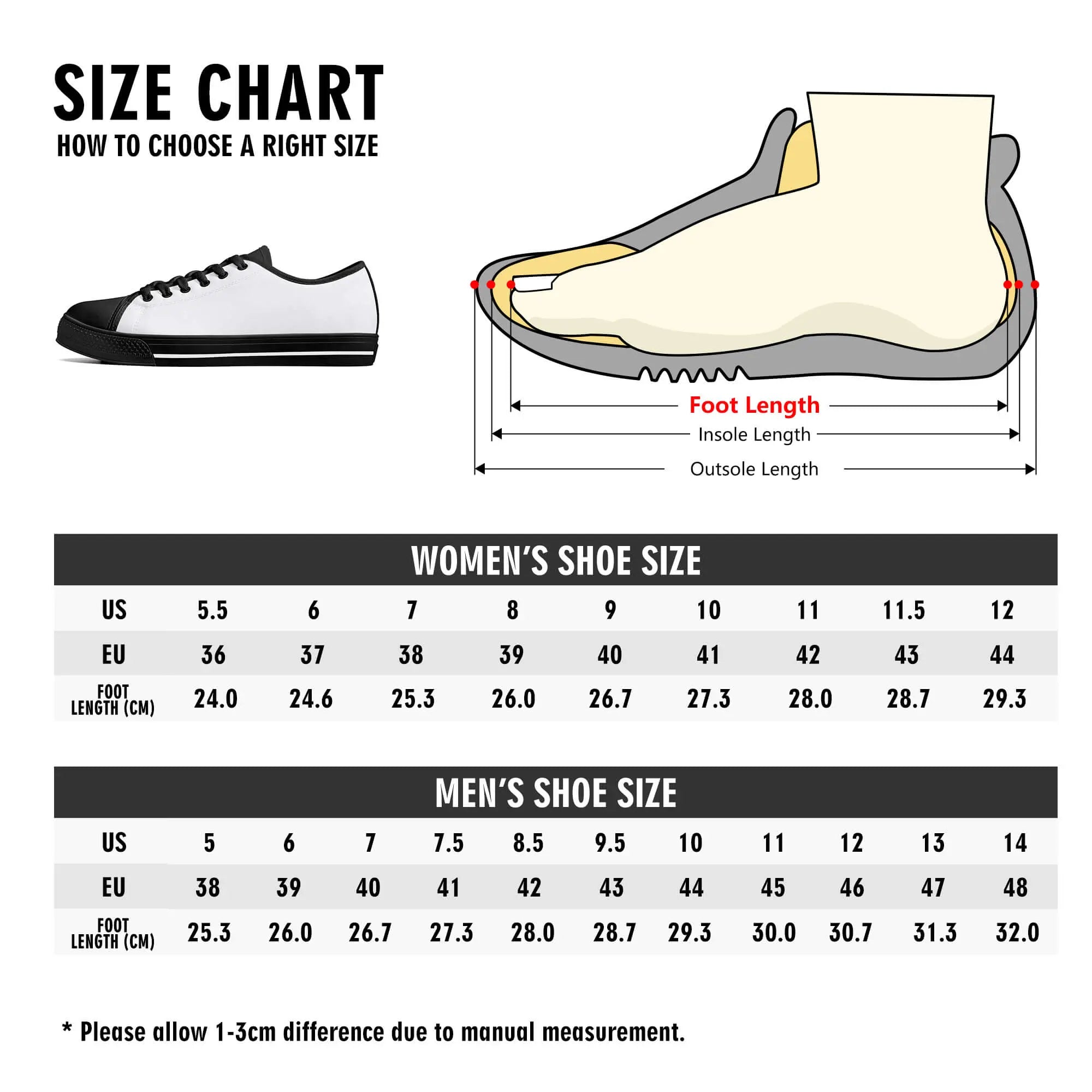 Customizable Canvas Shoes (White Rubber Outsole) Low Top