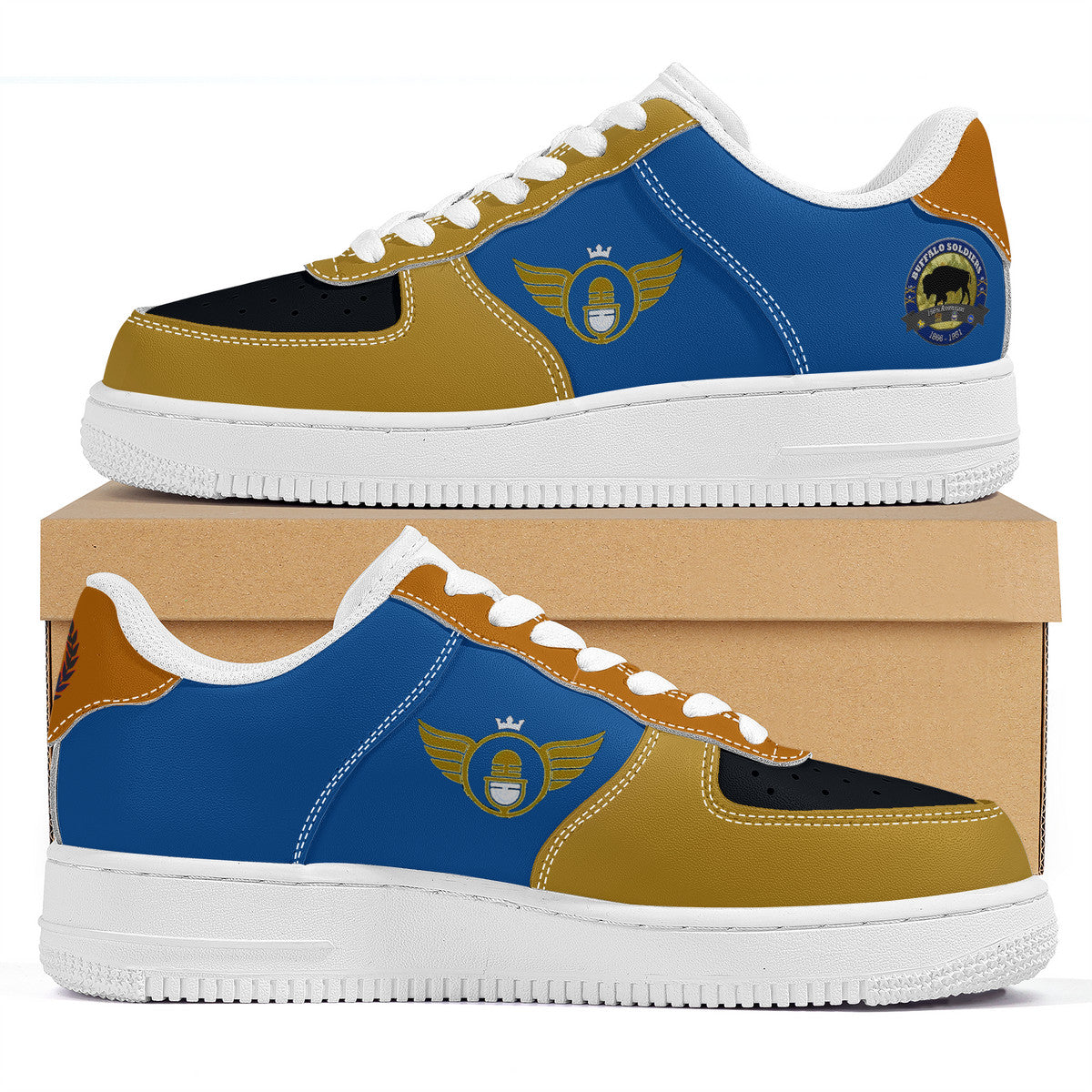Gold Series Buffalo Soldiers Tribute Customized Low Top Unisex Sneakers - Shoe Zero
