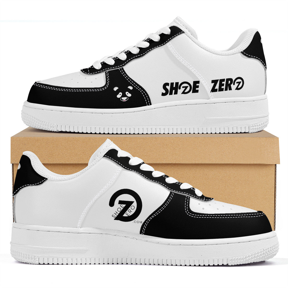 Shoe Zero Panda | Black and White Color Reversal On Right & Left | Low Top Custom Sneaker - Shoe Zero