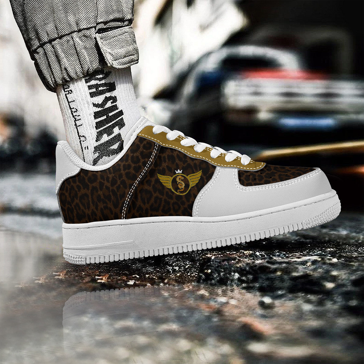 Gold Series - White and Black | Low Top Customized | Shoe Zero