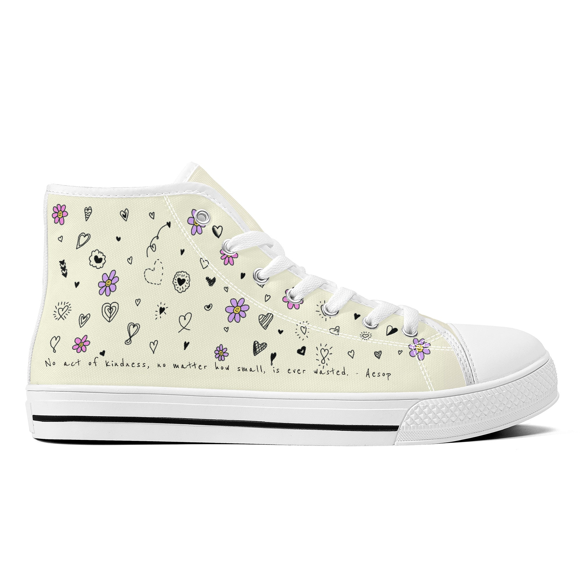 Cameron S Customized High-Top Canvas Shoes With Customized Tongue - White - Shoe Zero