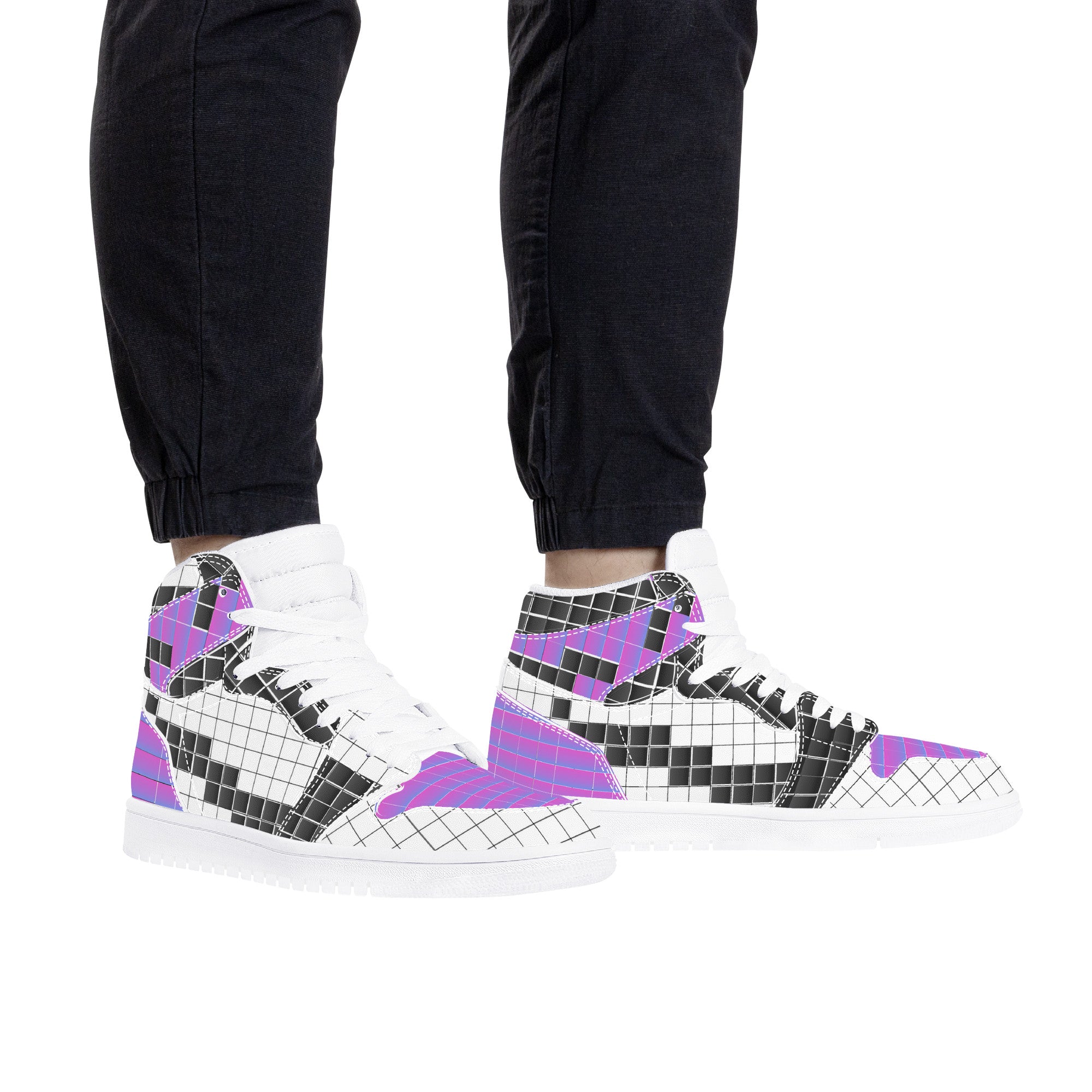 Design From NFT - Purple Pixel | High Top Customized | Shoe Zero