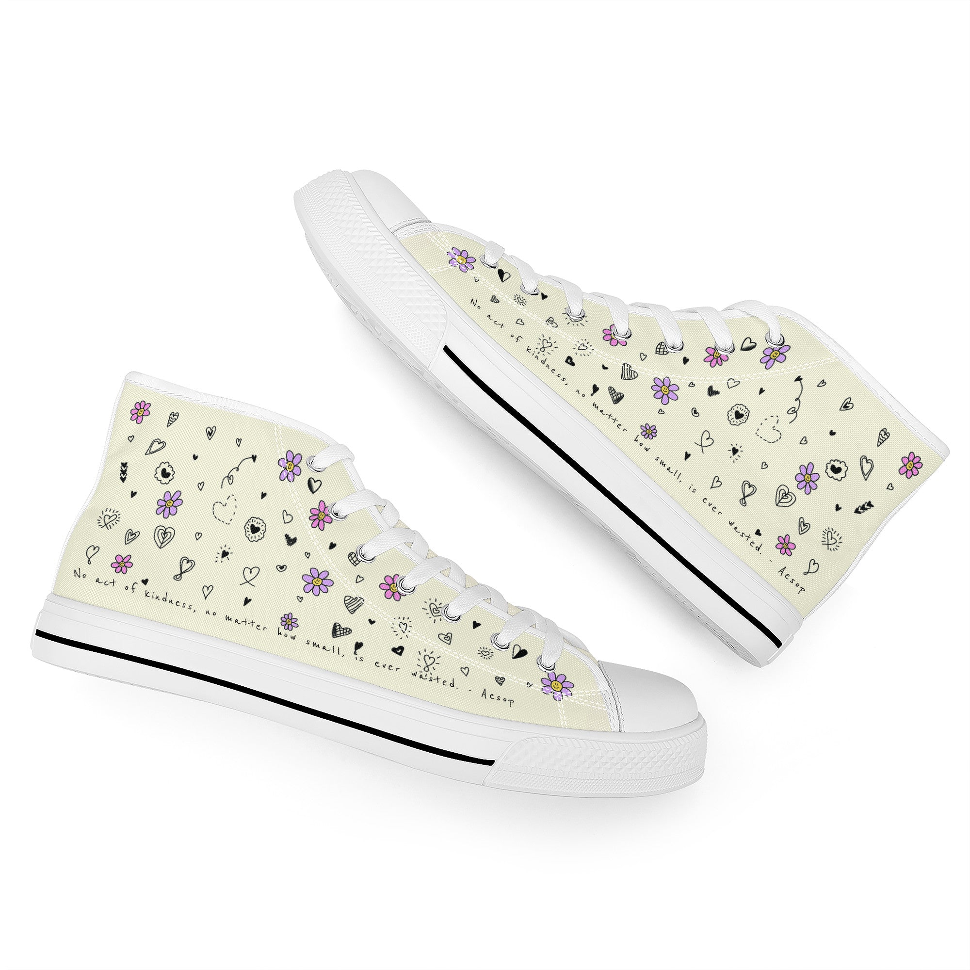 Cameron S Customized High-Top Canvas Shoes With Customized Tongue - White - Shoe Zero