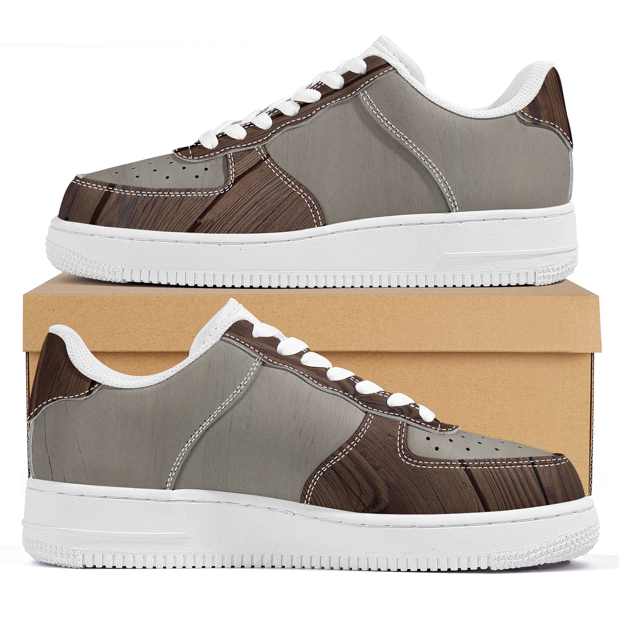 Wood Texture Low Top Sneakers | Custom Branded Shoes | Shoe Zero