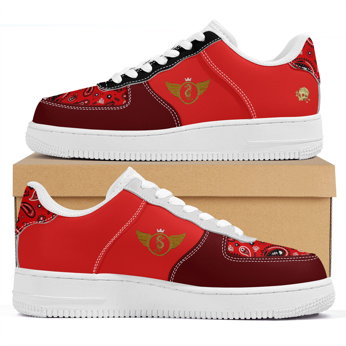 Gold Series Paisley Red Custom Sneaker - Shoe Zero