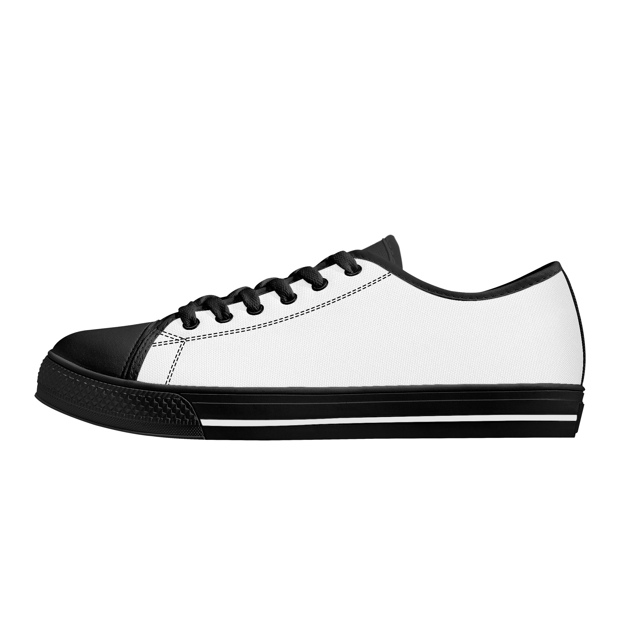 Customizable Rubber Outsoles Low-Top Canvas Shoes - Black - Shoe Zero