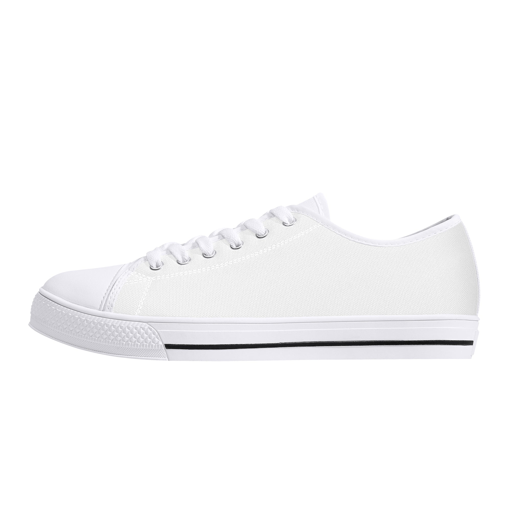 Customizable Rubber Outsoles Low-Top Canvas Shoes - White - Shoe Zero