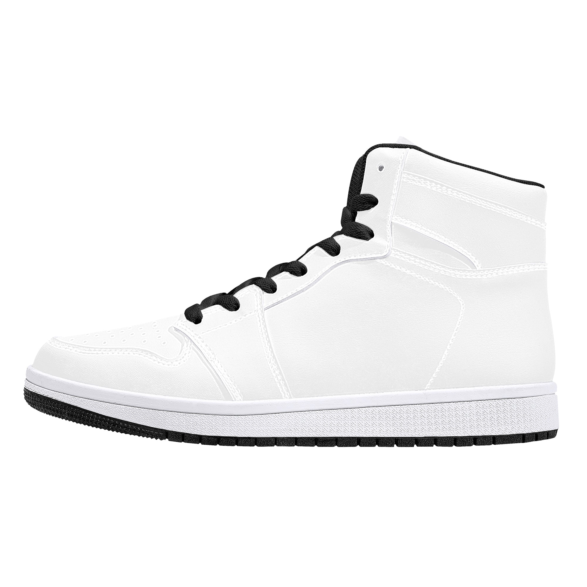 Customizable High-Top Synthetic Leather Sneakers - Black - Shoe Zero
