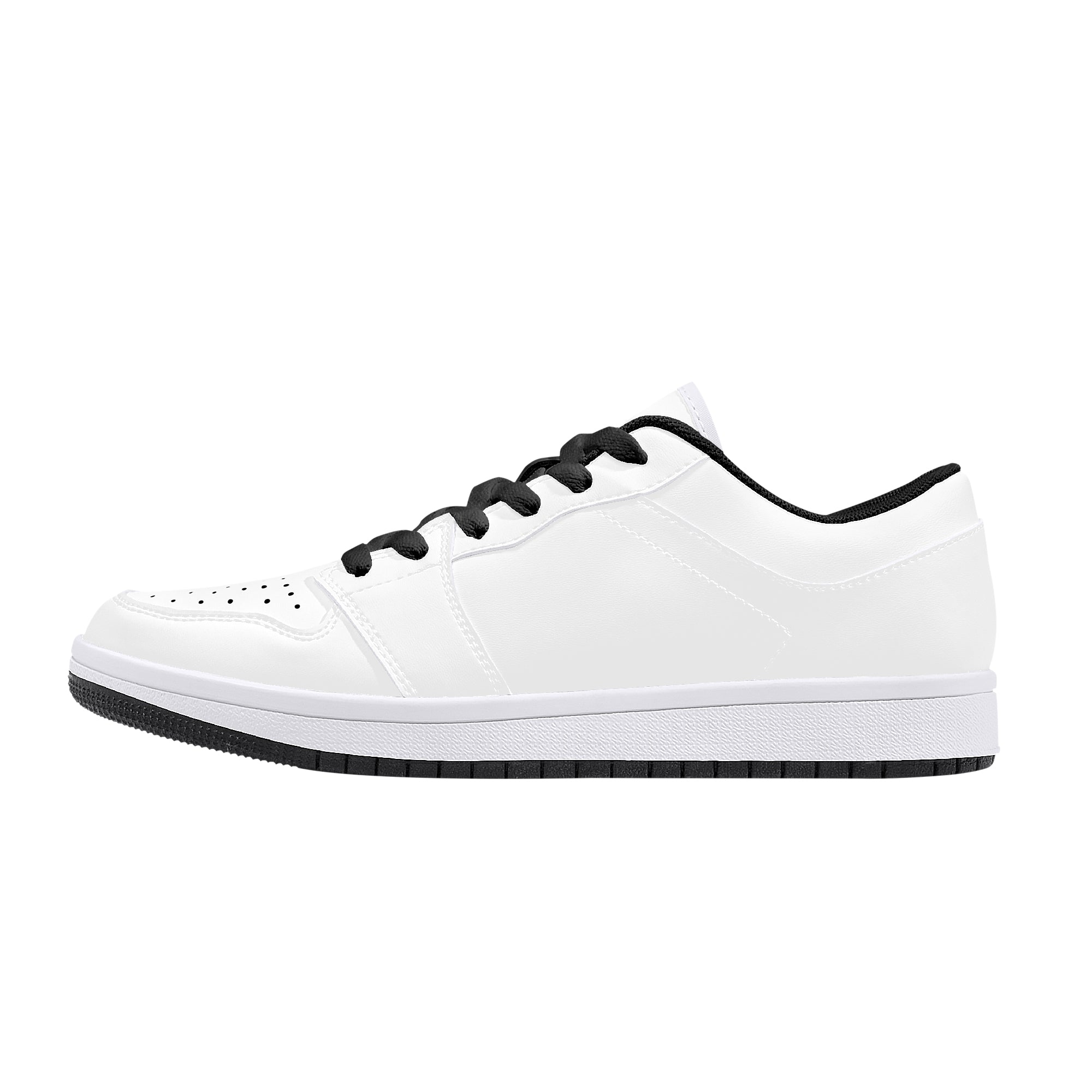 Customizable Low-Top Synthetic Leather Sneakers - Black - Shoe Zero