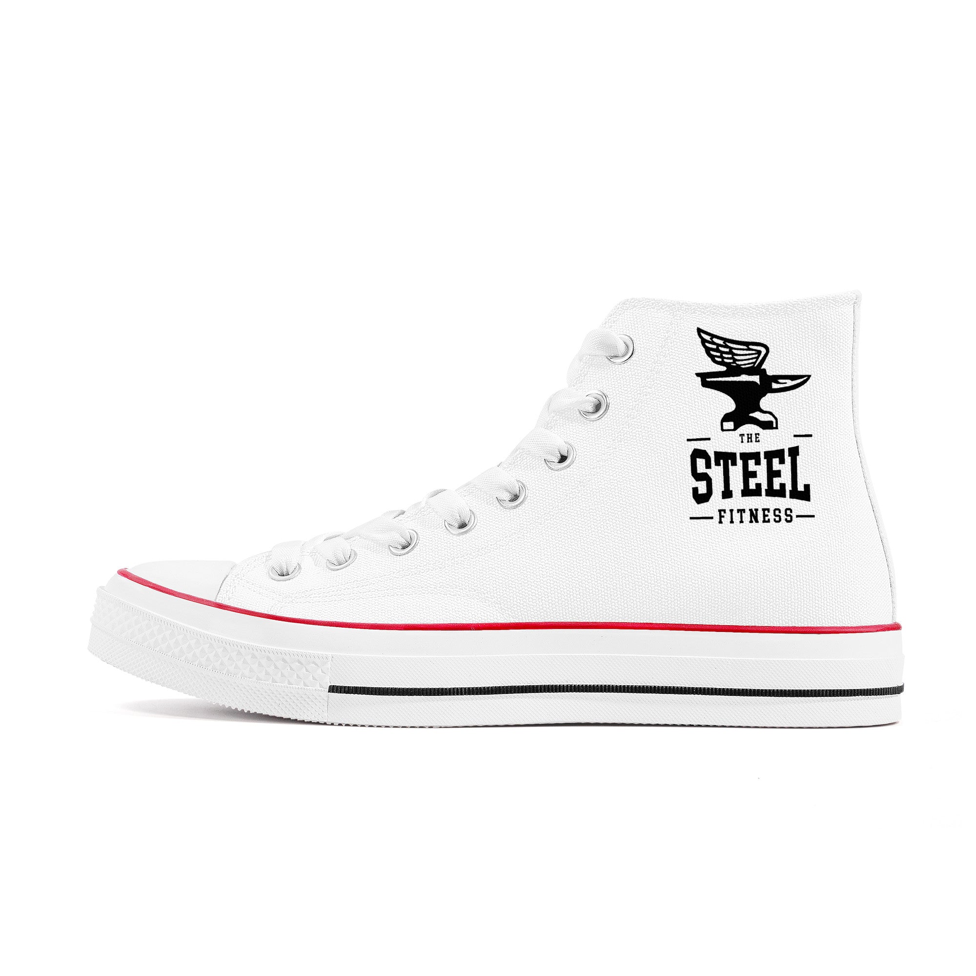 Steel Fitness High Top Canvas Shoes - White - Shoe Zero
