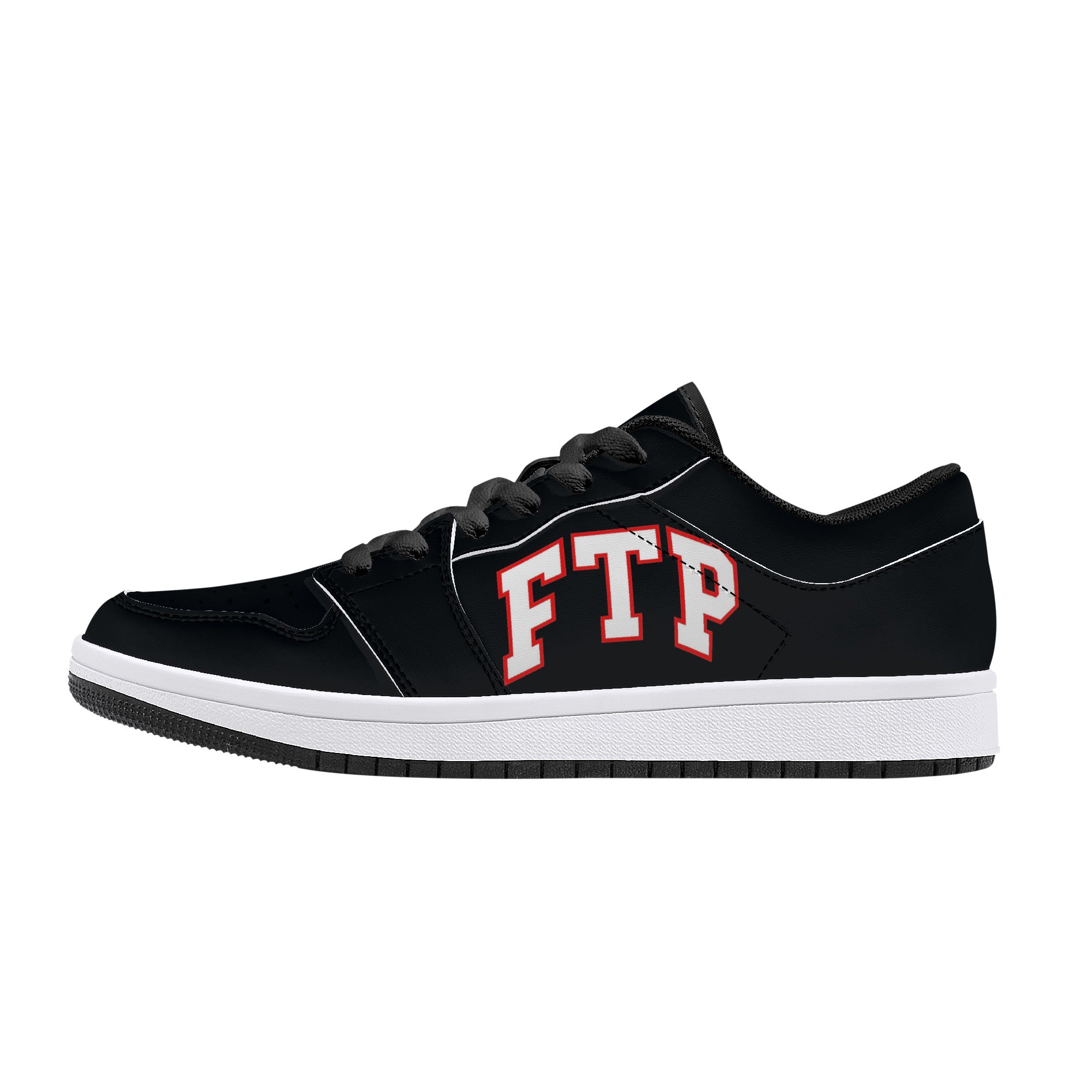 FTP - White on Black - Low-Top Synthetic Leather Sneakers - Black - Shoe Zero