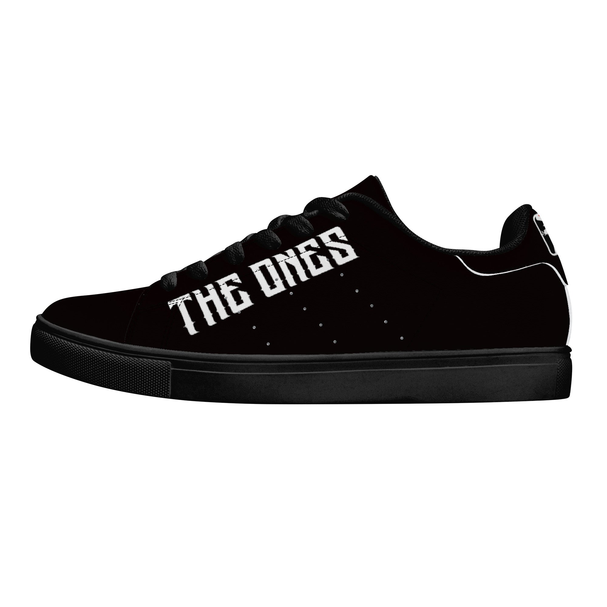 The Ones - White on Black - Low-Top Synthetic Leather Sneakers - Black - Shoe Zero