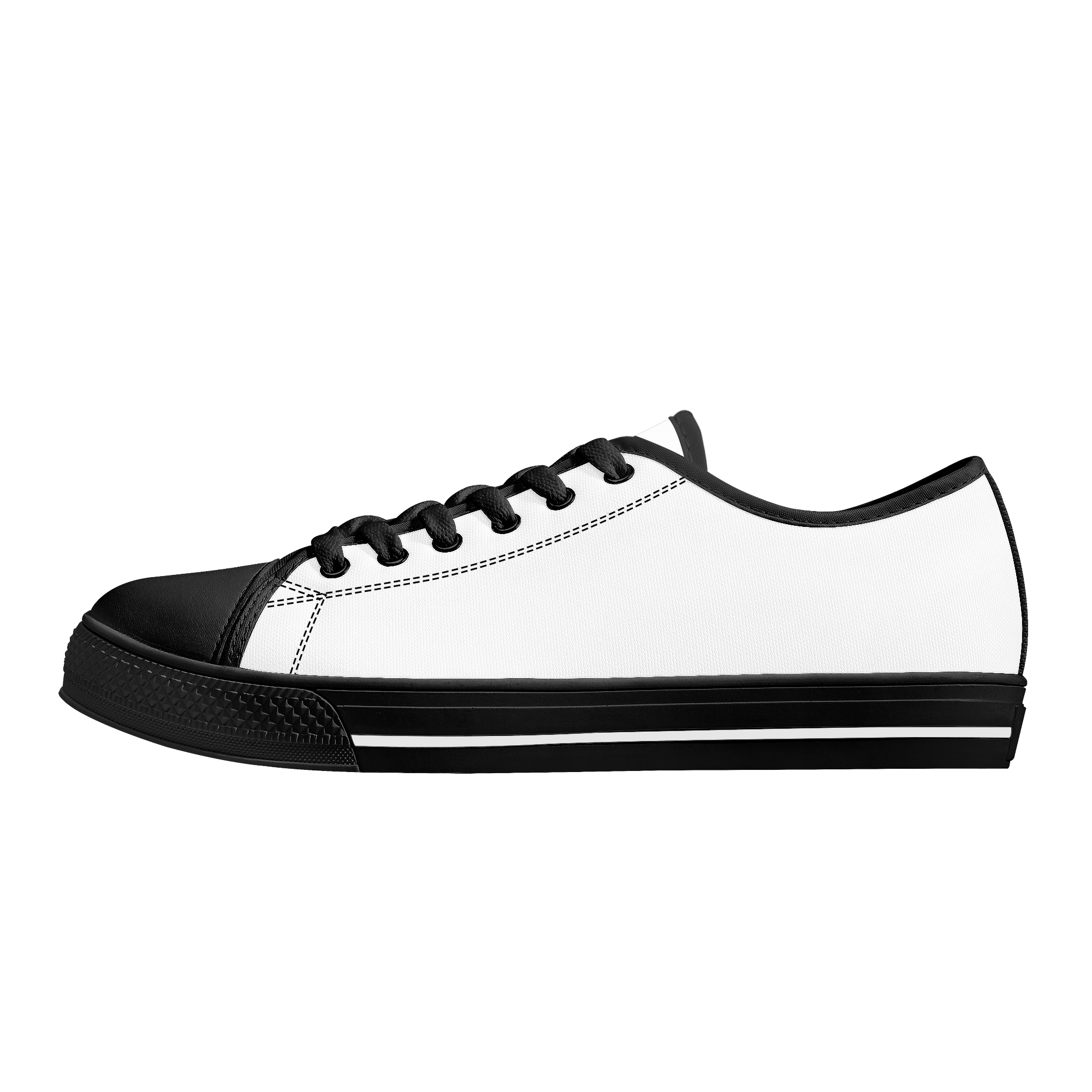 Customizable Low-Top Canvas Custom Shoes With Customized Tongue - Black - Shoe Zero