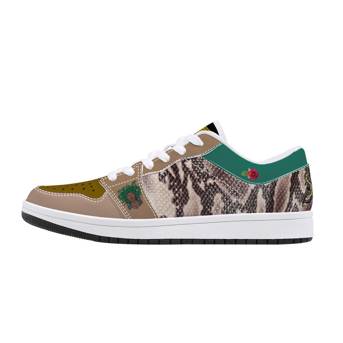 Majestic Snake Scales and Green Print | Vision 1 Collection | Low Top Sneaker - Designed Shoe Drop - Shoe Zero