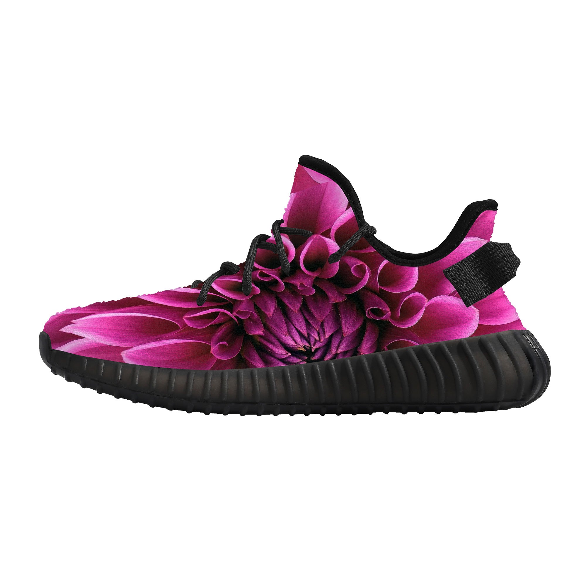 Purple Neon Flower Breathable Mesh Knit Sneaker - Black - Shoe Zero