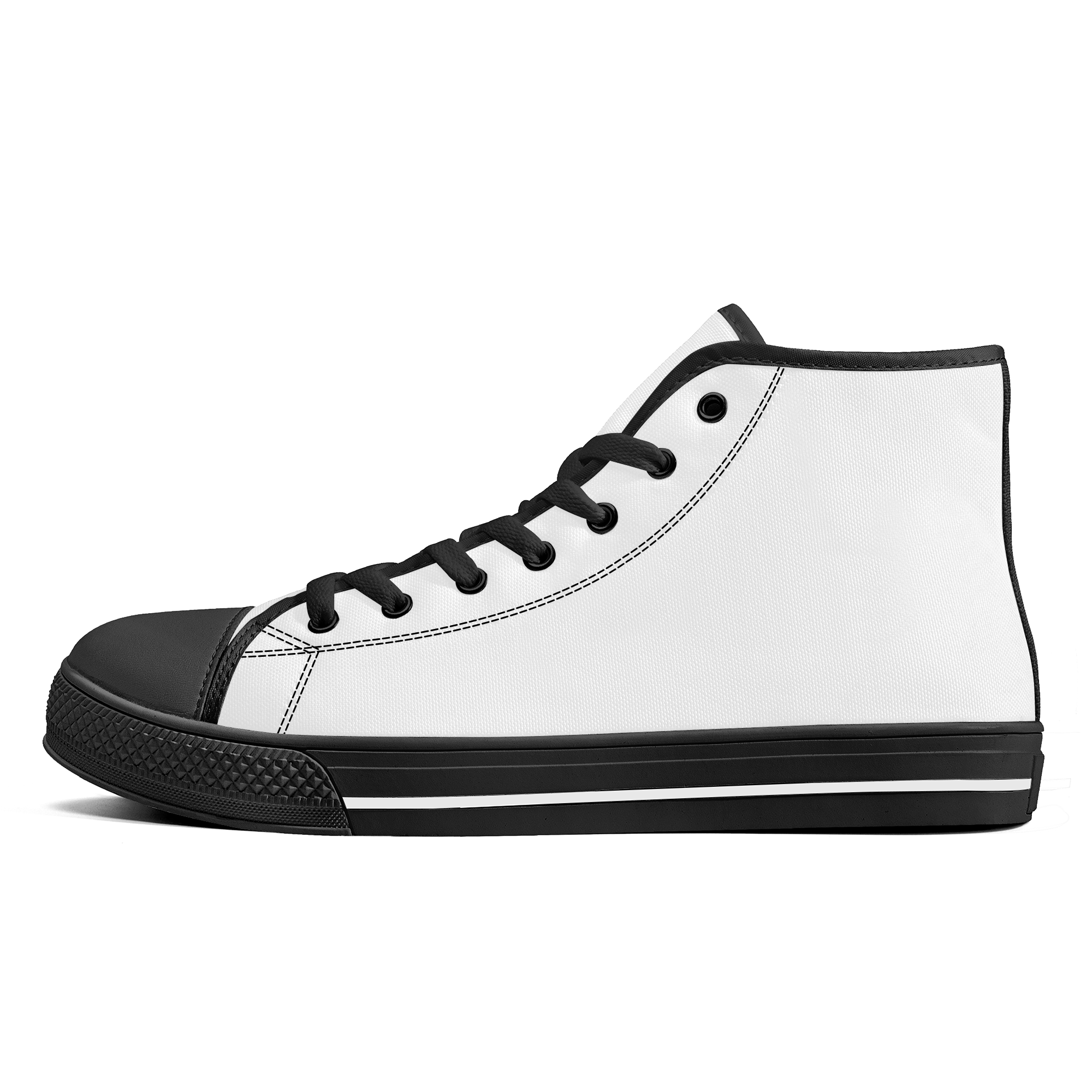 Customizable High-Top Canvas Custom Shoes With Customized Tongue - Black - Shoe Zero
