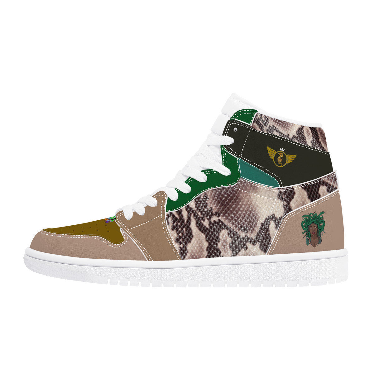 Majestic Snake Scales and Green Print | Vision 1 Collection | High Top Sneaker - Designed Shoe Drop - Shoe Zero