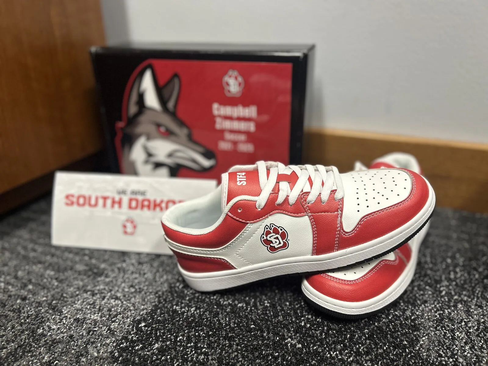 University of South Dakota event team in custom branded sneakers