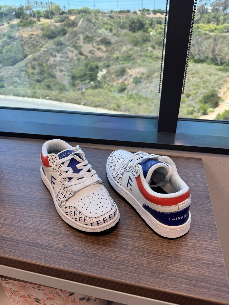 Custom Fairfield branded low-top sneakers